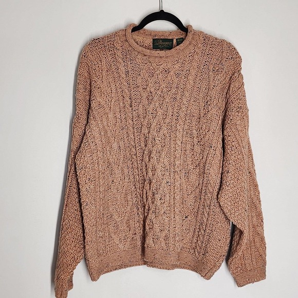 Doogan Donegal Sweaters - DOOGAN DONEGAL Ireland Wool Cable Knit Fisherman Sweater Large